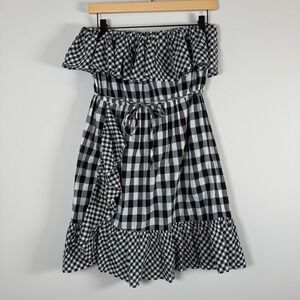 NEW J. Crew Gingham Halter Off The Shoulder Ruffle Mine Dress 100% Cotton Small